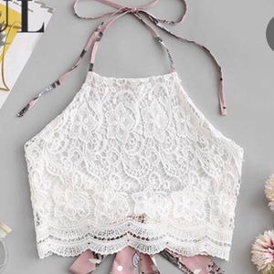 WHITE LACED CROP TOP